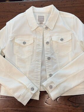 Wax Jean White Stretch Denim Jacket Trucker Size M